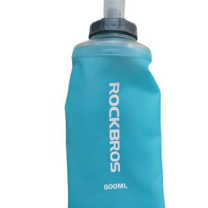 Softflask RockBros de 500 ml, botella flexible y comprimible hecha de TPU, con boquilla de succión antigoteo y tapa con rosca. Ideal para trail running, ciclismo, senderismo y deportes al aire libre.