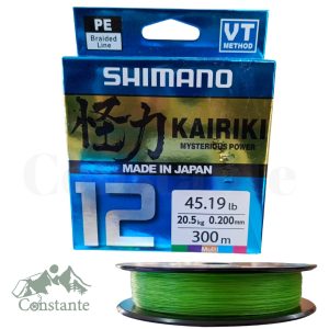 Hilo trenzado de pesca Shimano Kairiki verde, tecnología VT Method, línea PE de alto rendimiento