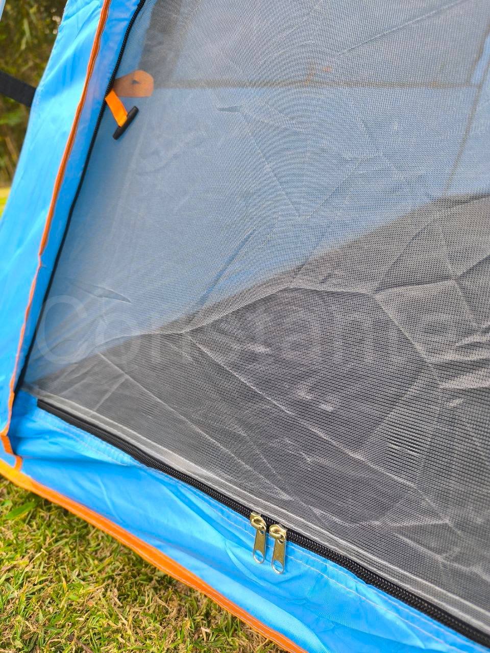 Carpa automática para 3-4 personas, con doble entrada, ventilación eficiente y diseño impermeable para camping y aventuras al aire libre.