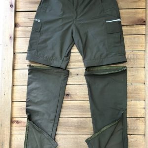 Pantalones desmontables verde olivo con 6 bolsillos, tela antidesgarre de secado rápido y protección UV, convertibles en pantaloneta.