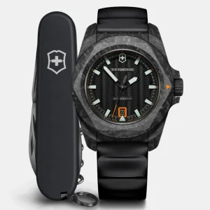 Reloj I.N.O.X. Automatic Swiss Made resistente a impactos, con correa de caucho negra y navaja suiza Spartan incluida.