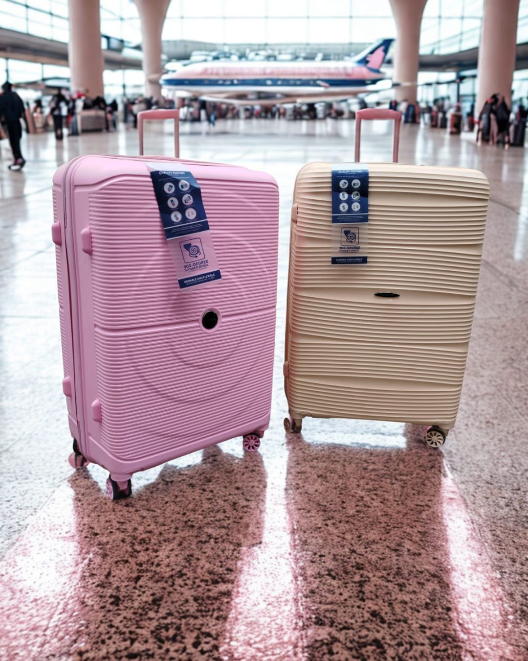 Maleta de viaje rígida Madison de tamaño grande (20–25 kg), fabricada en polipropileno, con ruedas dobles giratorias, manija retráctil, cierre de seguridad y diseño moderno y resistente.